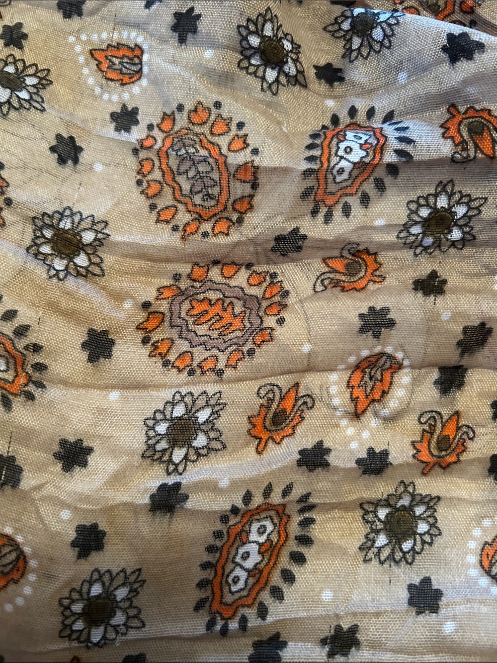 Patterned Fall Shawl/Scarf - Brown - Picture 5 of 6
